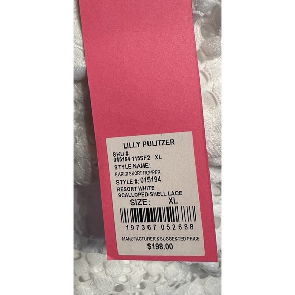 New Lilly Pulitzer Parigi Skort Romper Resort White Scalloped Lace Size XL - Picture 3 of 6